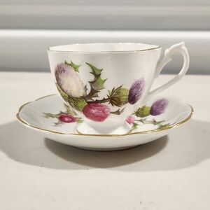 Queen Anne, Thistle pattern Teacup and Saucer